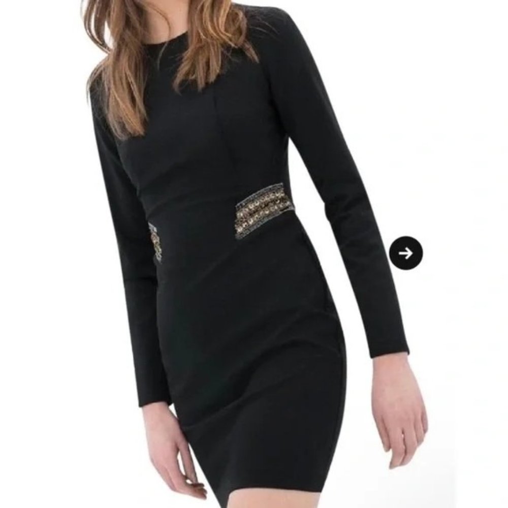 Zara Dresses Zara Black Beaded Bodyโ Con Mini Dress Size Medium